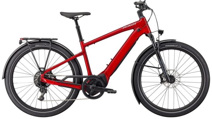 Bicicleta SPECIALIZED Turbo Vado 5.0 - Red Tint/Silver Reflective — rosu — Mărime M — SKU 95022-3203 Bicicleta SPECIALIZED Turbo Vado 5.0 - Red Tint/Silver Reflective